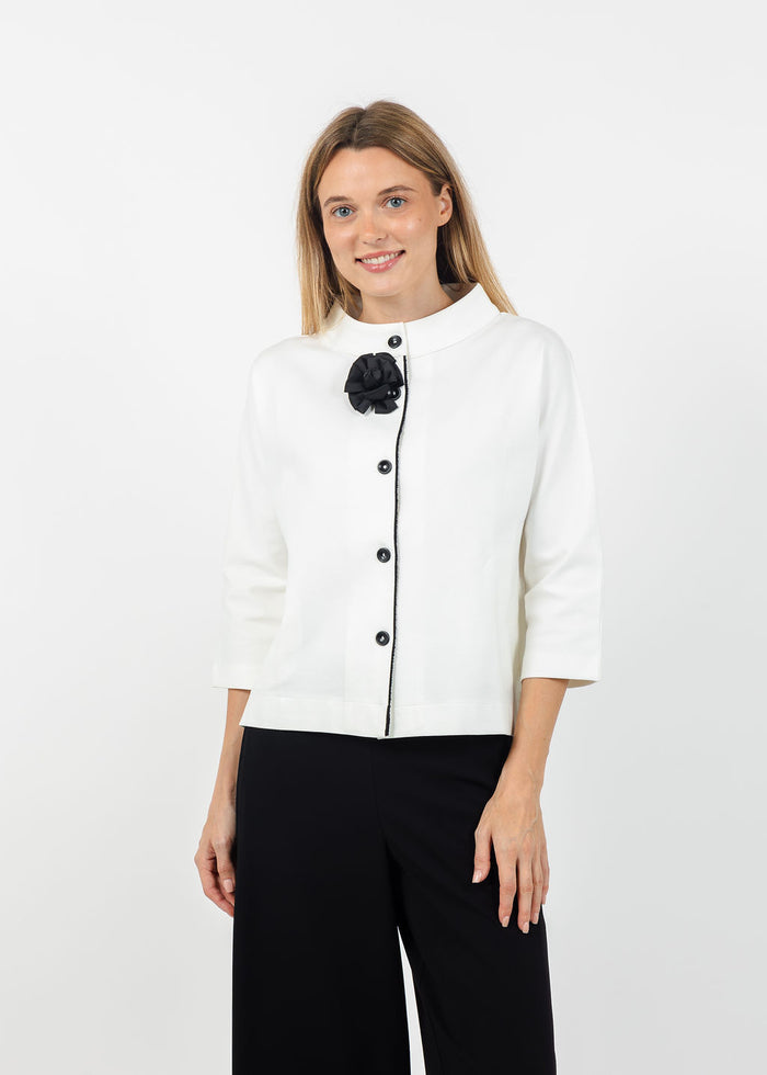 Terra Autumm Contrast Jacket in White available at Barbara Katz