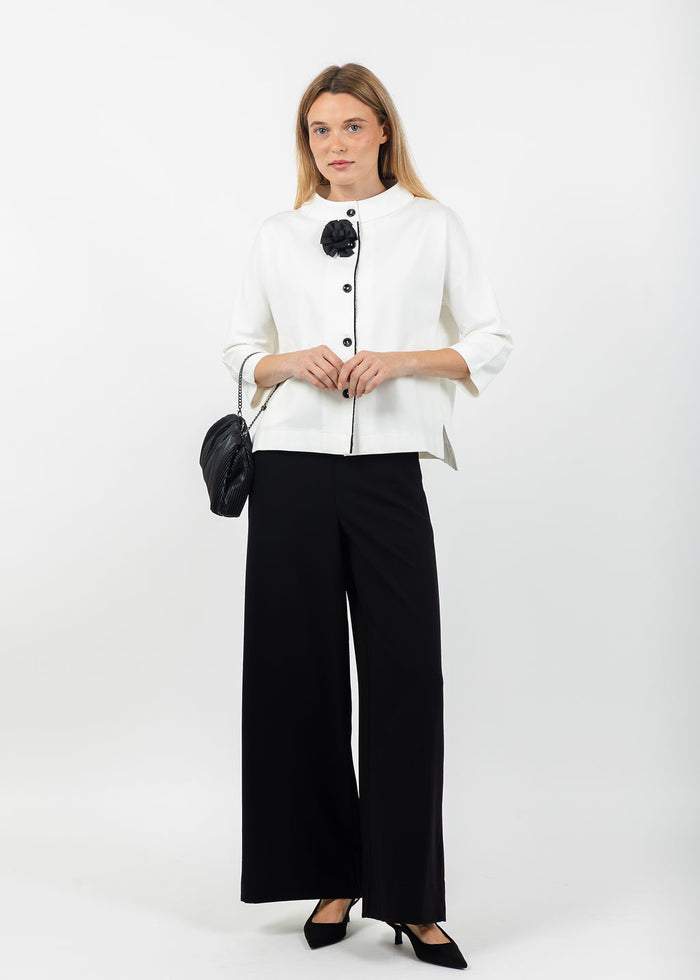 Terra Autumm Contrast Jacket in White paired with MAC Coralie Pant 30" - Black available at Barbara Katz