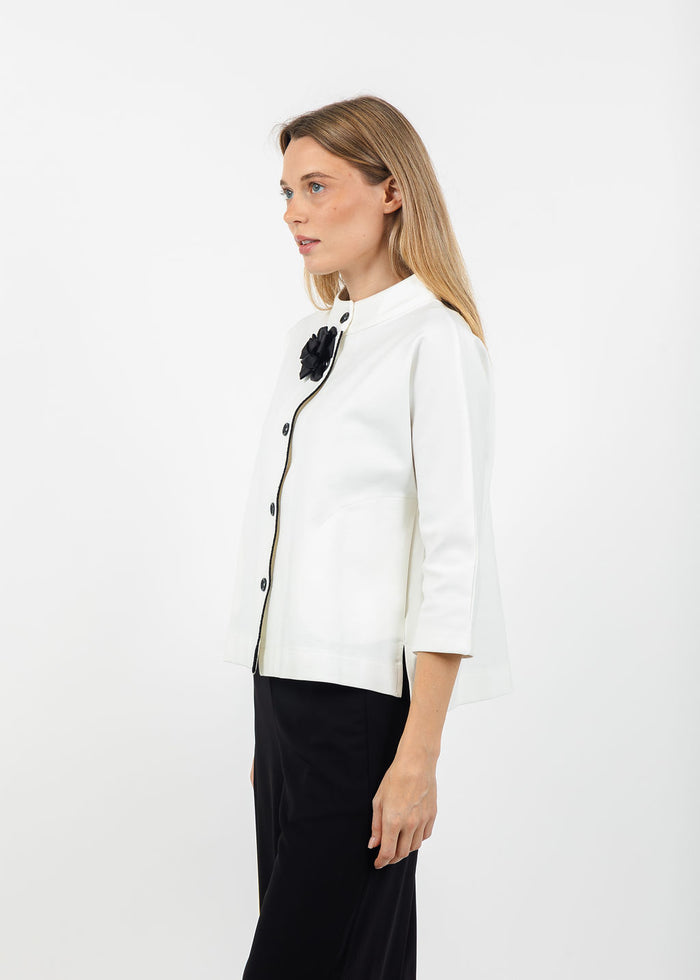 Terra Autumm Contrast Jacket in White available at Barbara Katz