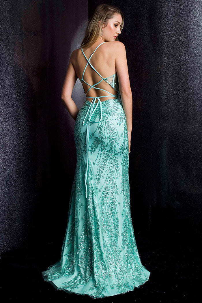 Ava Presley Illusion Corset Bodice Fitted Prom Dress 37305
