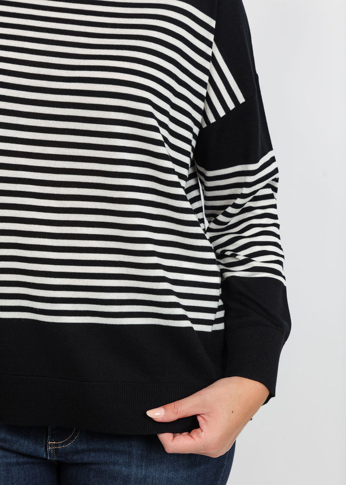 Marella Baffo Stripe Sweater in Black available at Barbara Katz