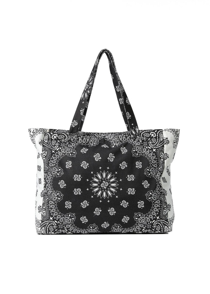 Haute Shore Bailey Bandana Print Canvas Tote in Black/White available at Barbara Katz