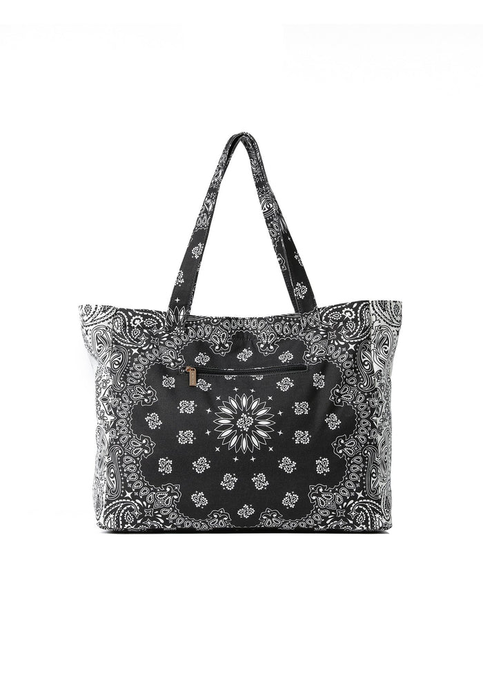Haute Shore Bailey Bandana Print Canvas Tote in Black/White available at Barbara Katz