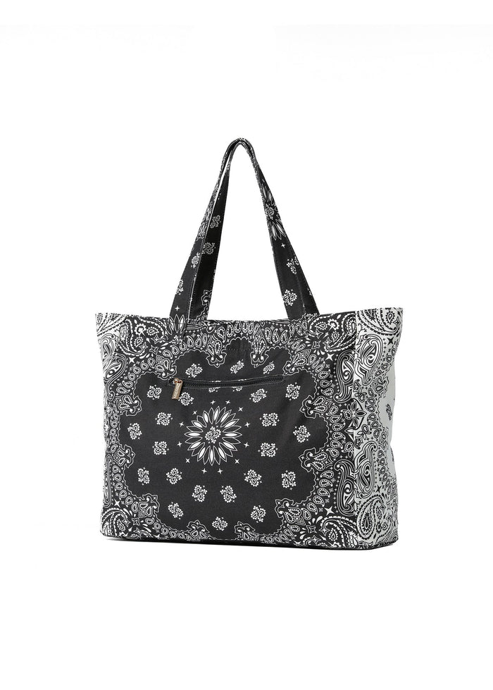 Haute Shore Bailey Bandana Print Canvas Tote in Black/White available at Barbara Katz