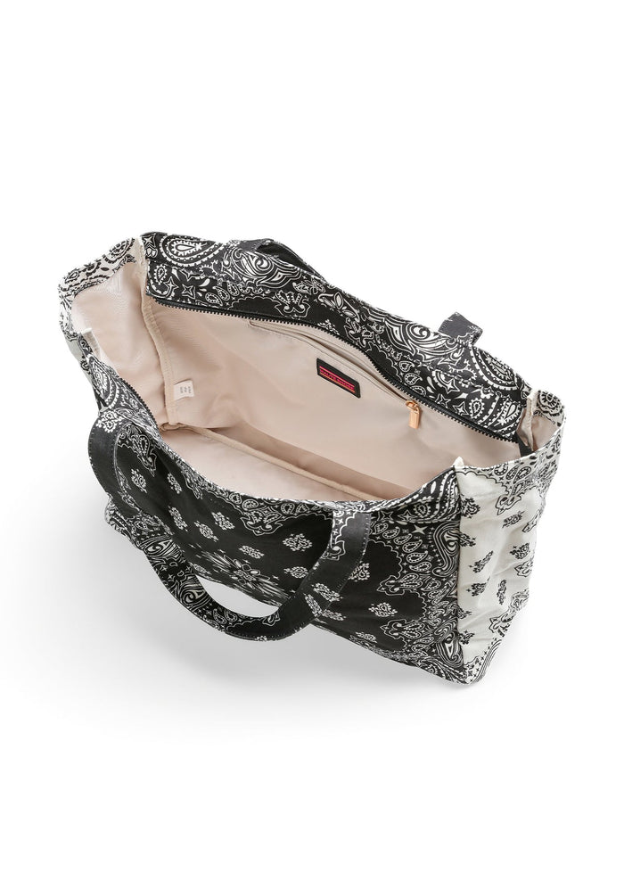 Haute Shore Bailey Bandana Print Canvas Tote in Black/White available at Barbara Katz