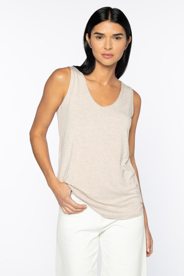 Kinross Bamboo Hi Low Vee Tank available at Barbara Katz