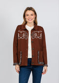 Elliott Lauren Bandana Jacket With Fringe in Chocolate available at Barbara Katz