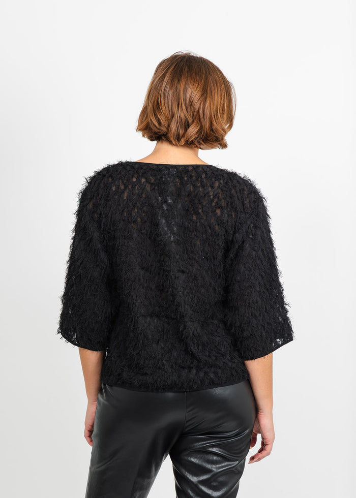 Marella Barca Textured Top in Black available at Barbara Katz