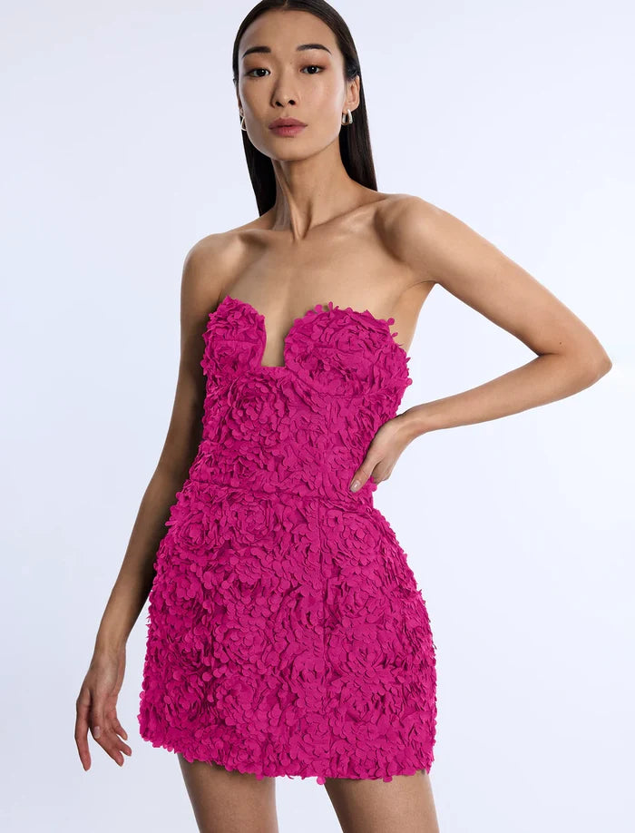 BCBG Strapless 3D Floral Mini Dress 79114195