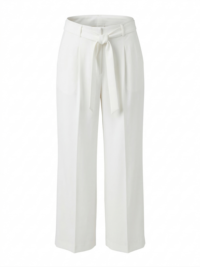 Adroit Atelier Benji Wide-Leg Trousers With Pleats &  Removable Sash in White available at Barbara Katz