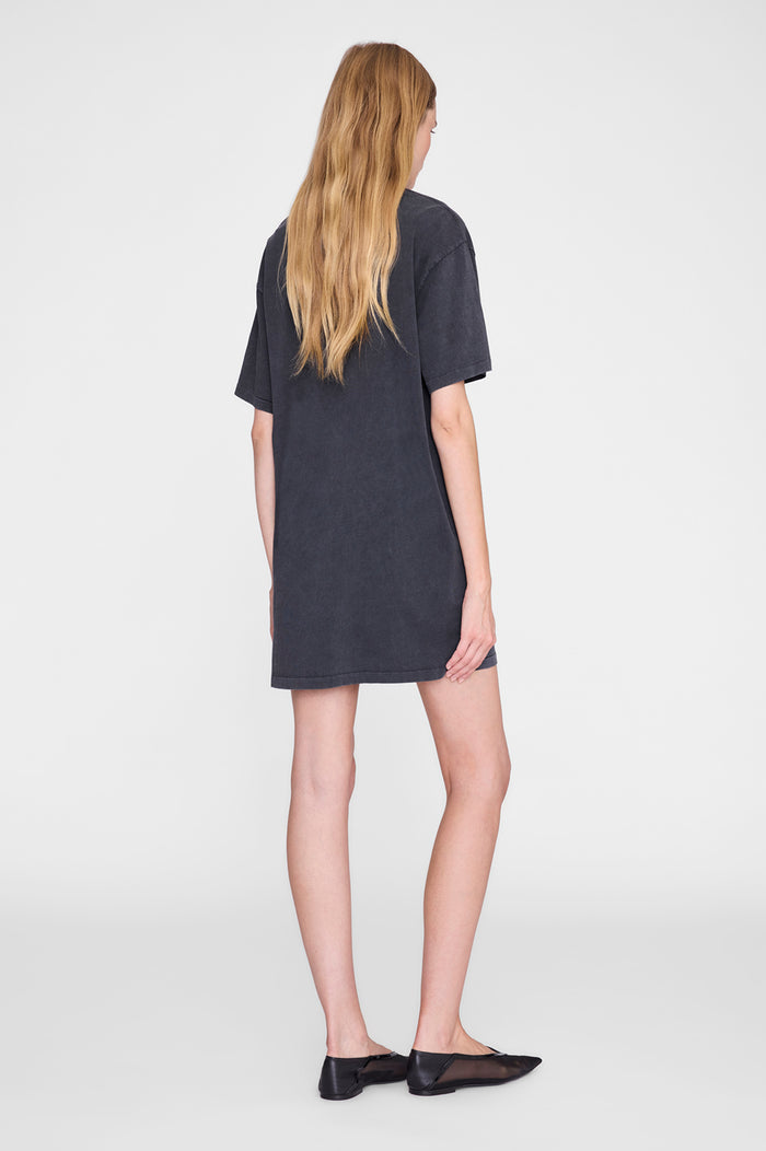 ANINE BING Beth Mini Dress Leopard - Washed Black - on model back view