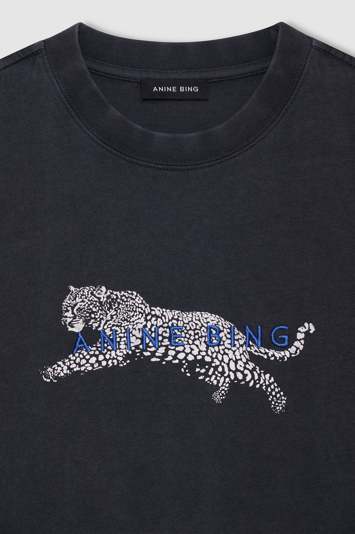 ANINE BING Beth Mini Dress Leopard - Washed Black - detail view