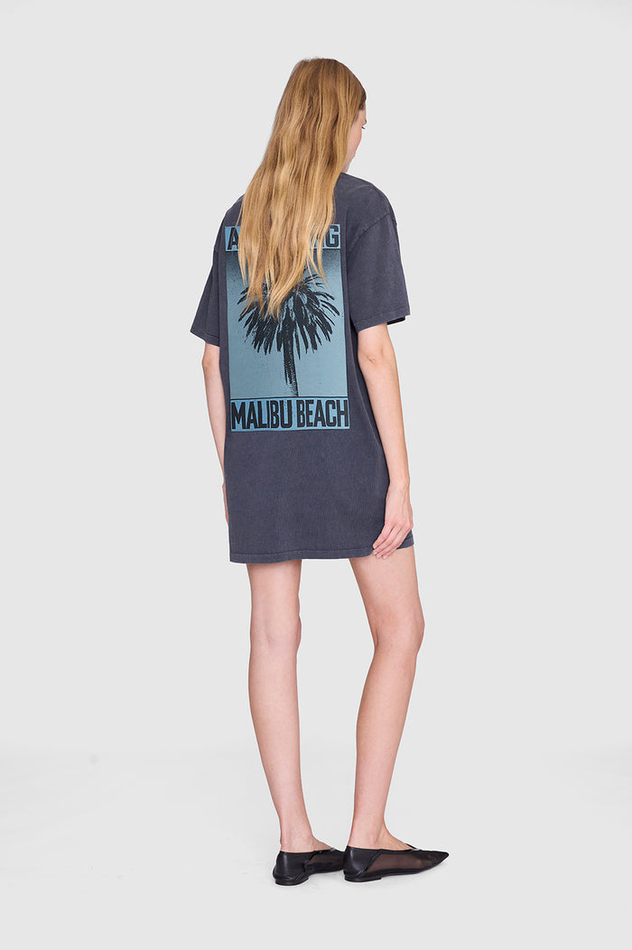 ANINE BING Beth Mini Dress Palm - Washed Black - on model back