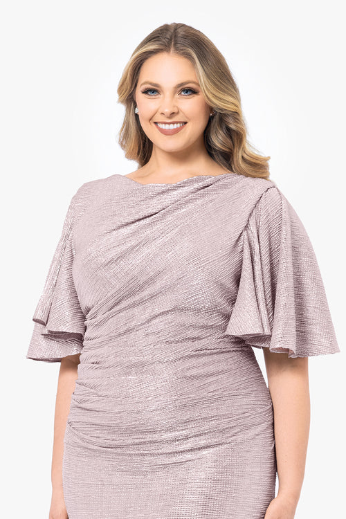 Betsy & Adam "Demetria" Metallic Sleeve Dress A26484W