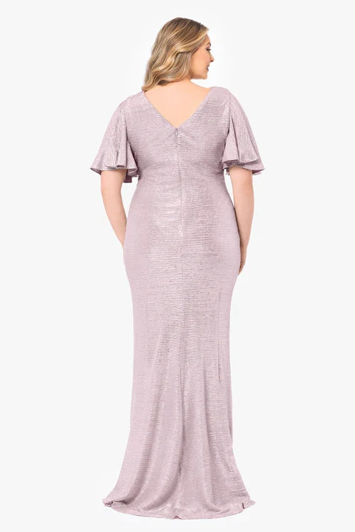 Betsy & Adam "Demetria" Metallic Sleeve Dress A26484W