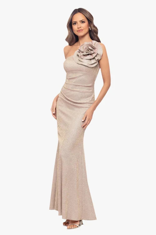 Betsy & Adam "Phoebe" One Shoulder Flower Dress A26726