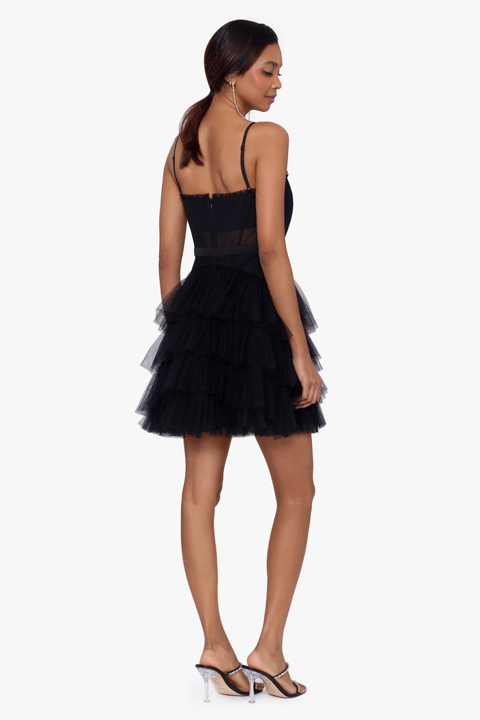 Betsy & Adam Short Ruffle Homecoming Dress A25282
