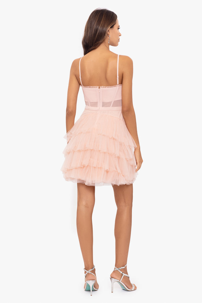 Betsy & Adam Short Ruffle Homecoming Dress A25282