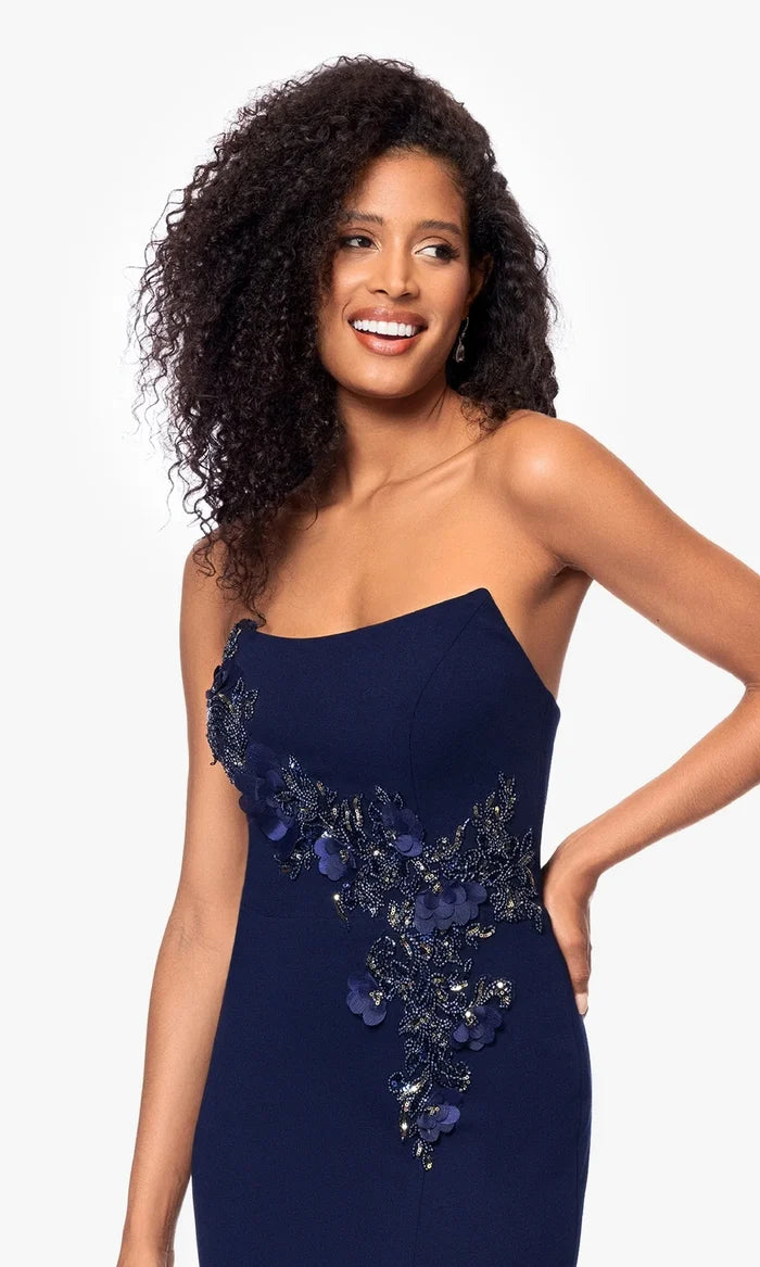 Betsy & Adam "Tara" Scuba Crepe Beaded Dress A27030