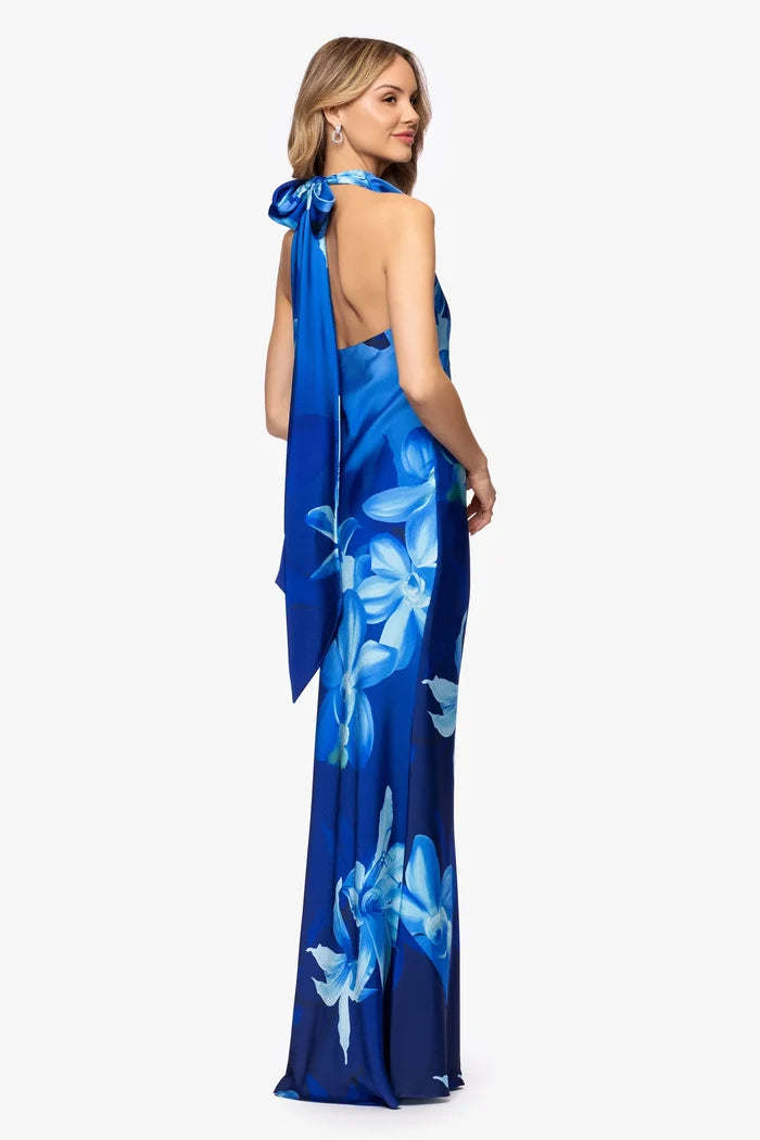 Betsy and Adam Long Halter Neck Dress A27897