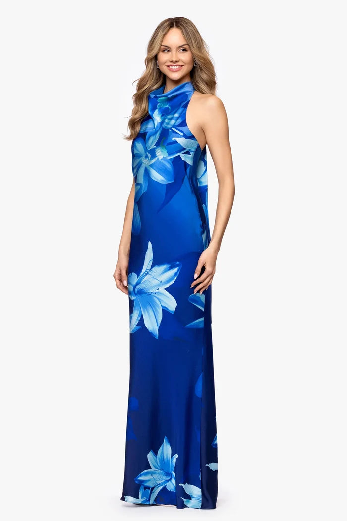 Betsy and Adam Long Halter Neck Dress A27897