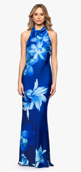 Betsy and Adam Long Halter Neck Dress A27897