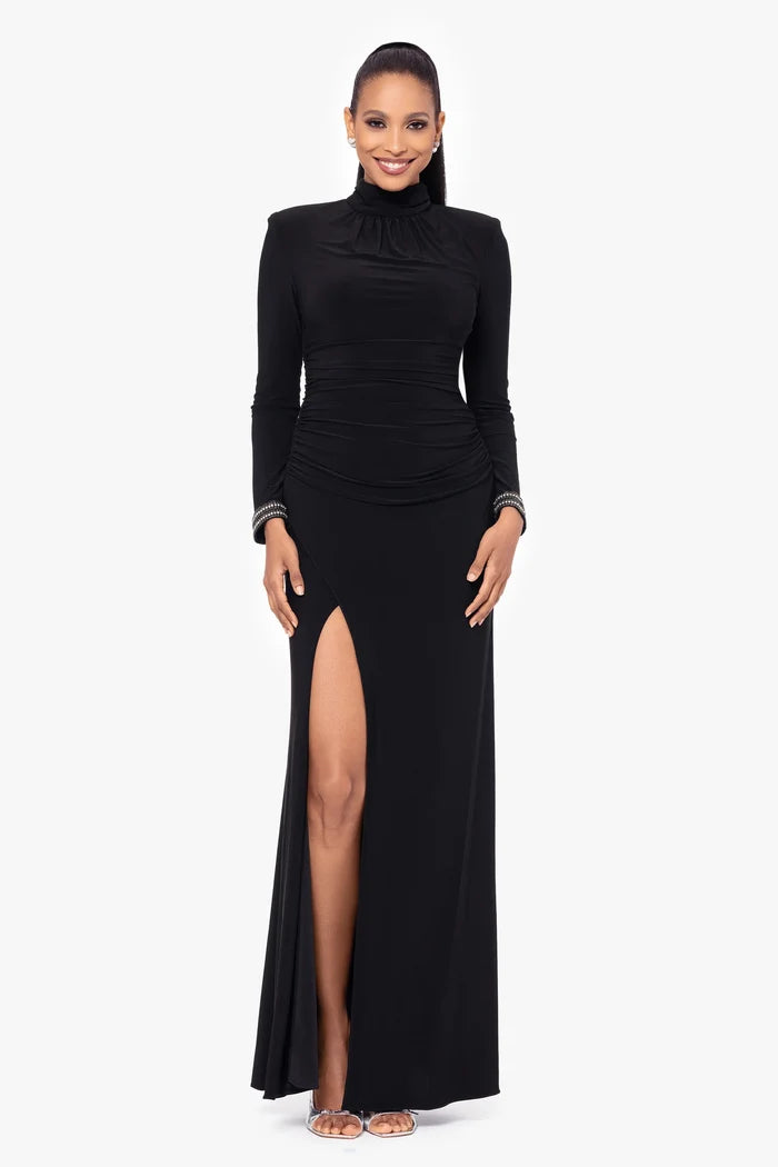 Betsy and Adam "Roxie" Long Jersey Knit Mock Neck Dress A26766