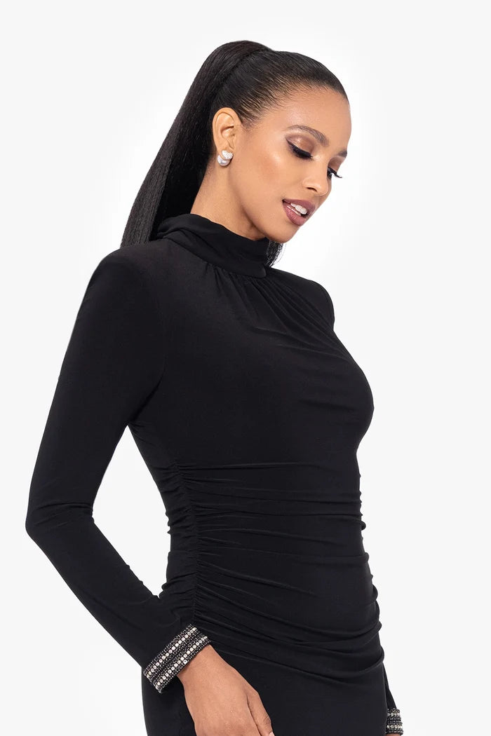 Betsy and Adam "Roxie" Long Jersey Knit Mock Neck Dress A26766