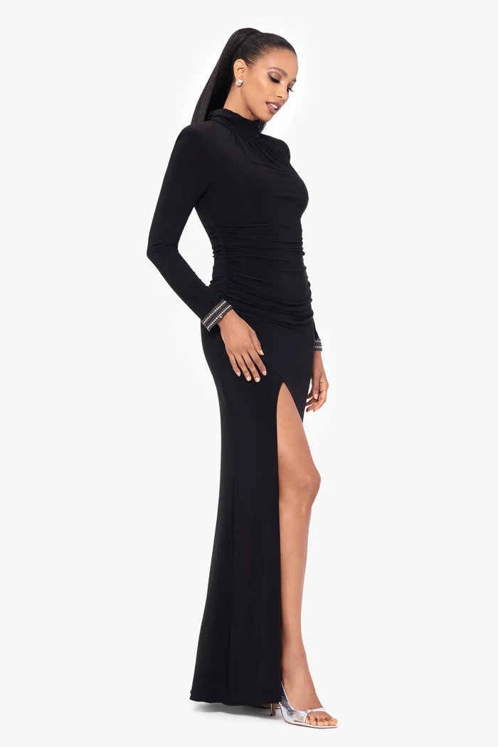 Betsy and Adam "Roxie" Long Jersey Knit Mock Neck Dress A26766
