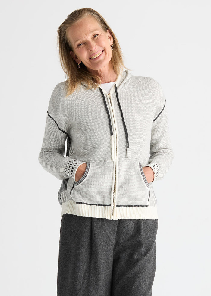 Zaket & Plover Birdseye Hoodie in Snow available at Barbara Katz