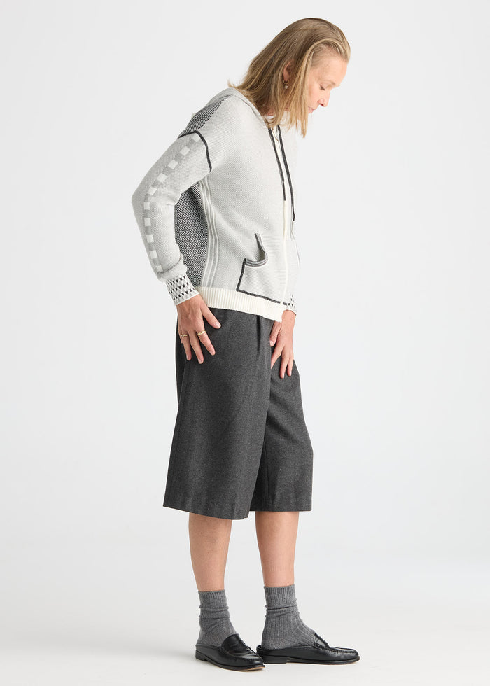 Zaket & Plover Birdseye Hoodie in Snow available at Barbara Katz