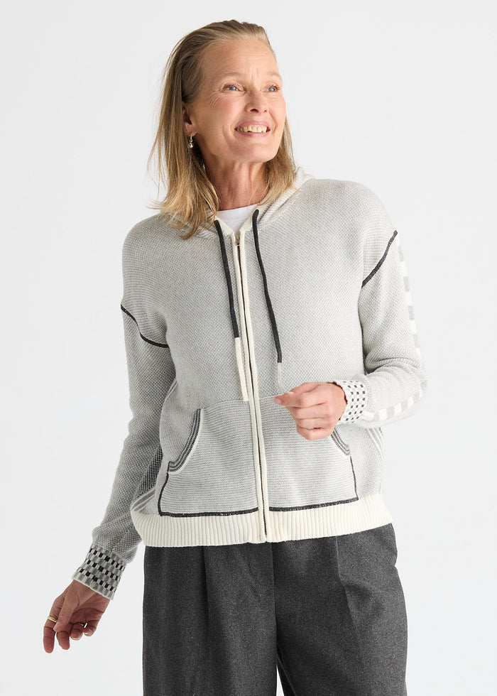Zaket & Plover Birdseye Hoodie in Snow available at Barbara Katz