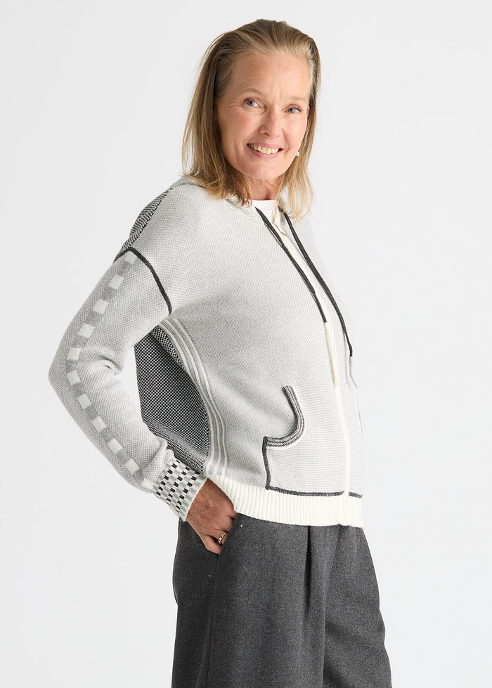 Zaket & Plover Birdseye Hoodie in Snow available at Barbara Katz