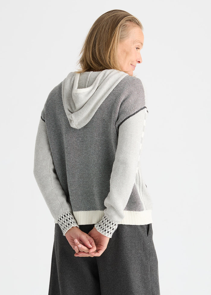 Zaket & Plover Birdseye Hoodie in Snow available at Barbara Katz
