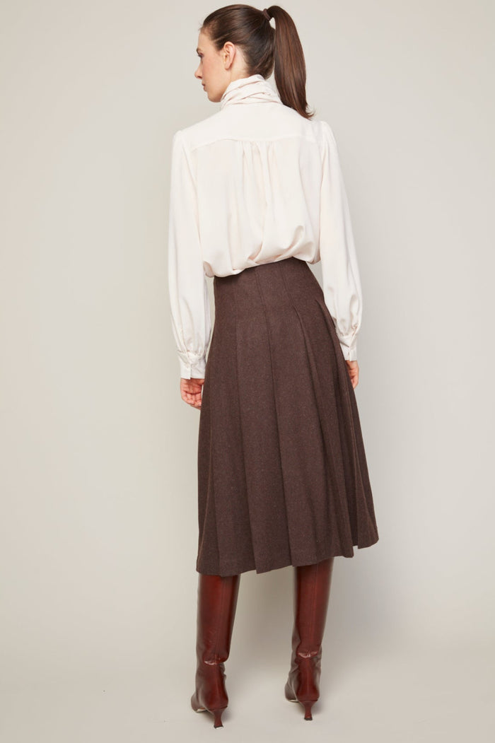Bliss Semi Transparent Chiffon Blouse With Removable Lavallière in Champagne Rose available at Barbara Katz