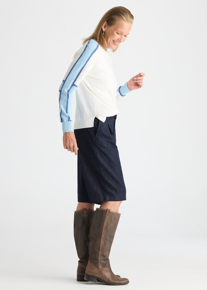 Zaket & Plover Block Play Sweater in White available at Barbara Katz