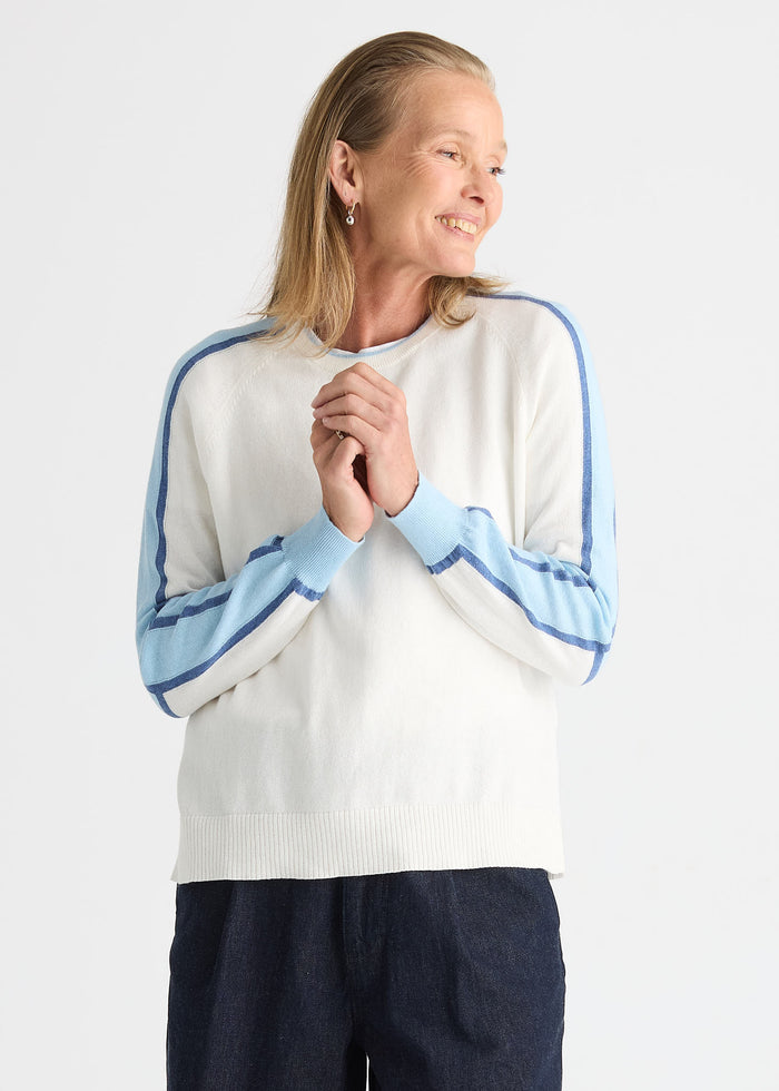 Zaket & Plover Block Play Sweater in White available at Barbara Katz