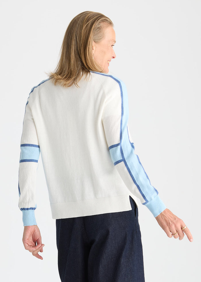 Zaket & Plover Block Play Sweater in White available at Barbara Katz