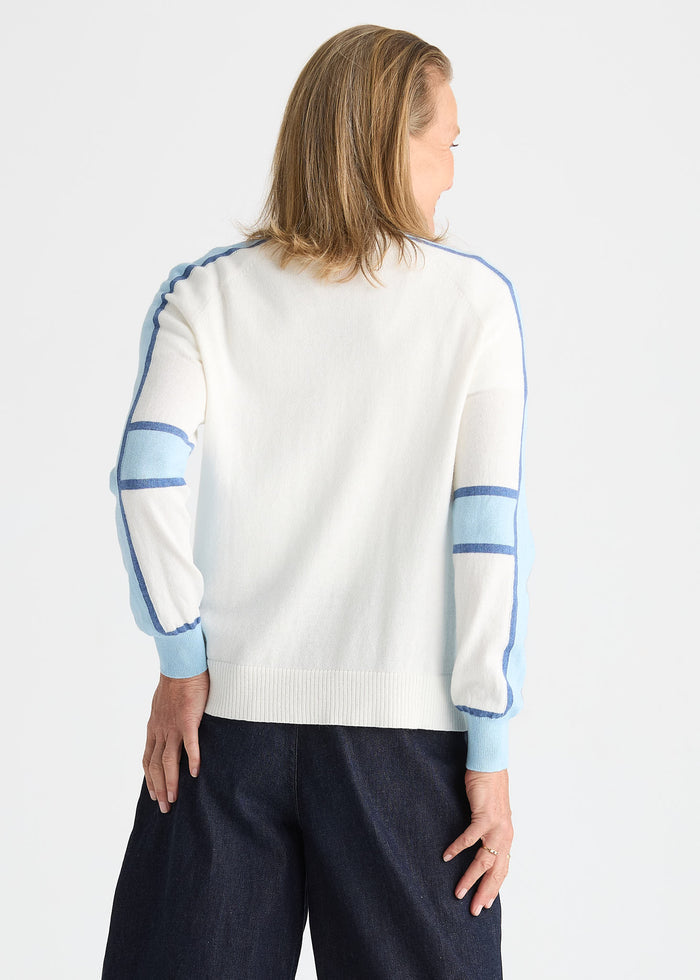 Zaket & Plover Block Play Sweater in White available at Barbara Katz