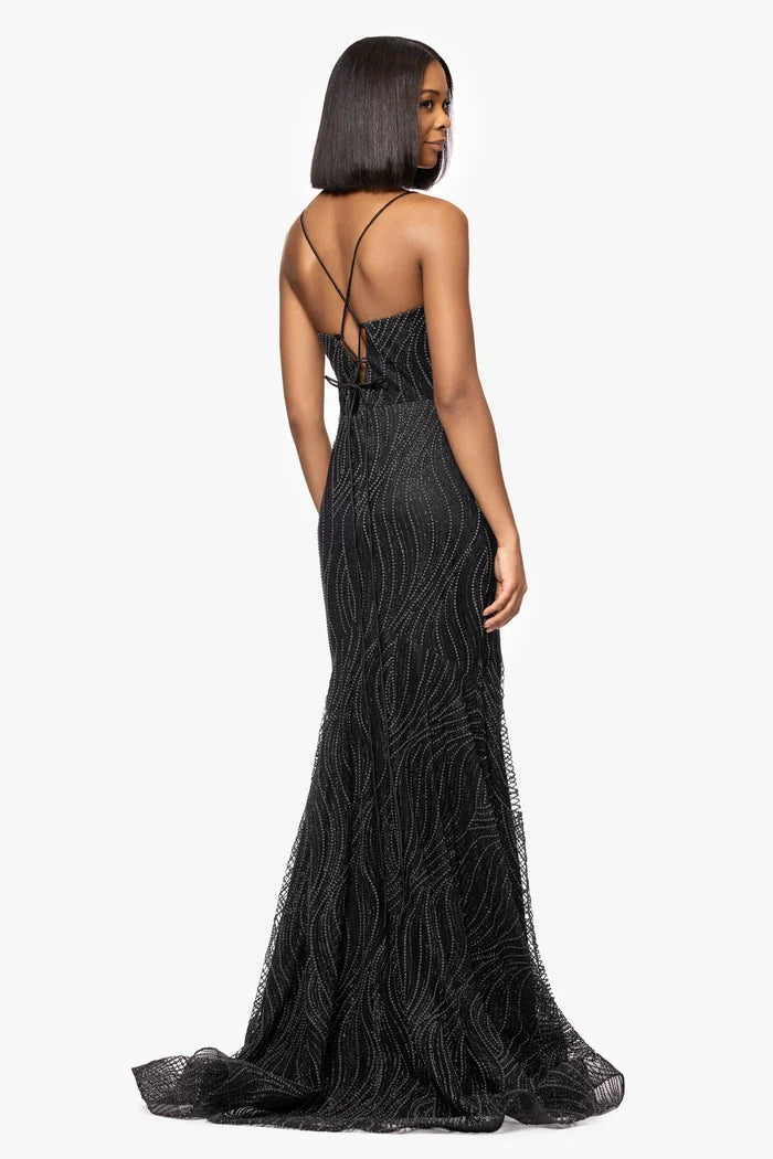 Blondie Nites "Ashlyn" Glitter Trumpet Dress 5491BN