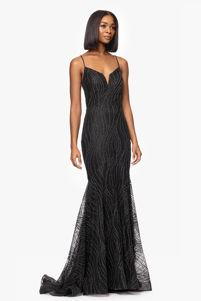 Blondie Nites "Ashlyn" Glitter Trumpet Dress 5491BN