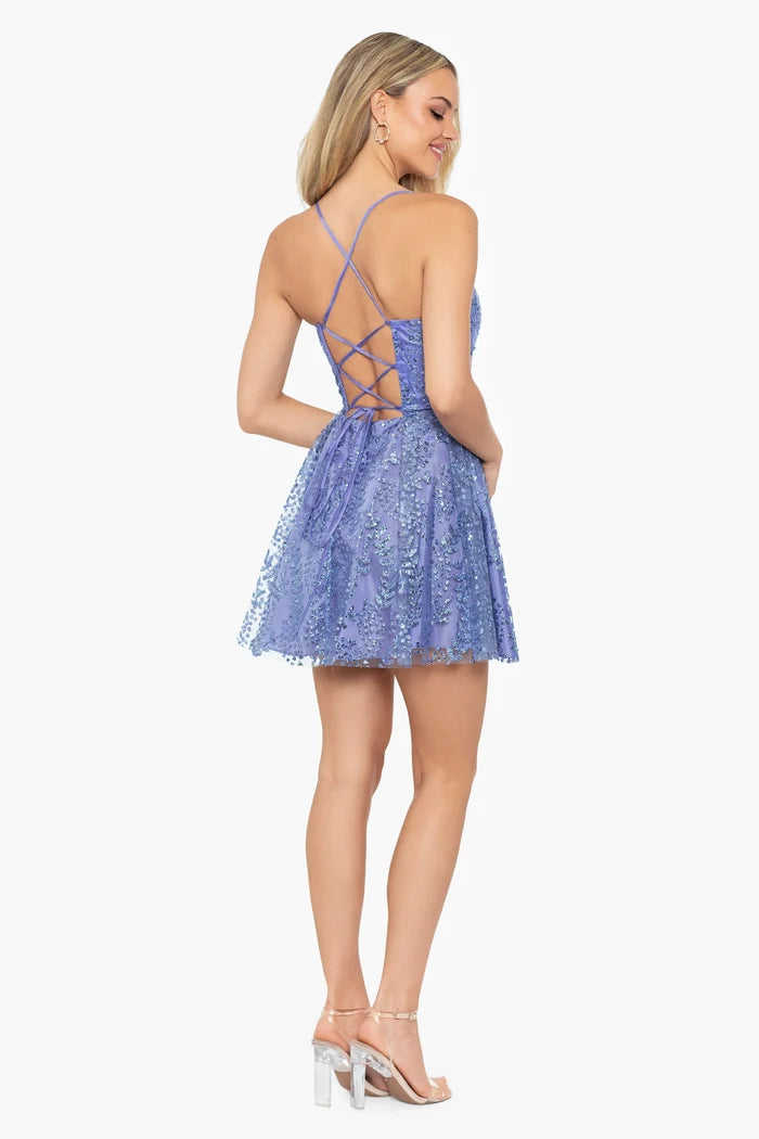 Blondie Nites "Tiara" Glitter Mesh HoCo Dress 4159BN