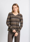 Elliott Lauren Blurred Lines V Neck Top in Brown available at Barbara Katz