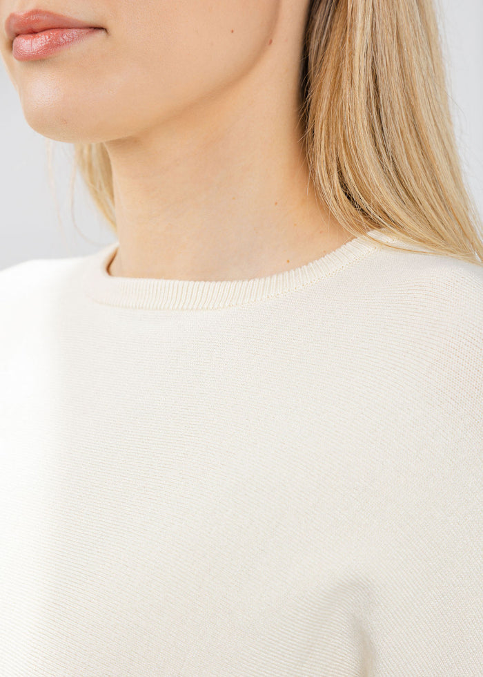 BK Bodie Boxy Crew Sweater in Ivory available at Barbara Katz