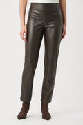 Joseph Ribkoff Bonded Leatherette Straight Pull-On Pants in Mocha available at Barbara Katz