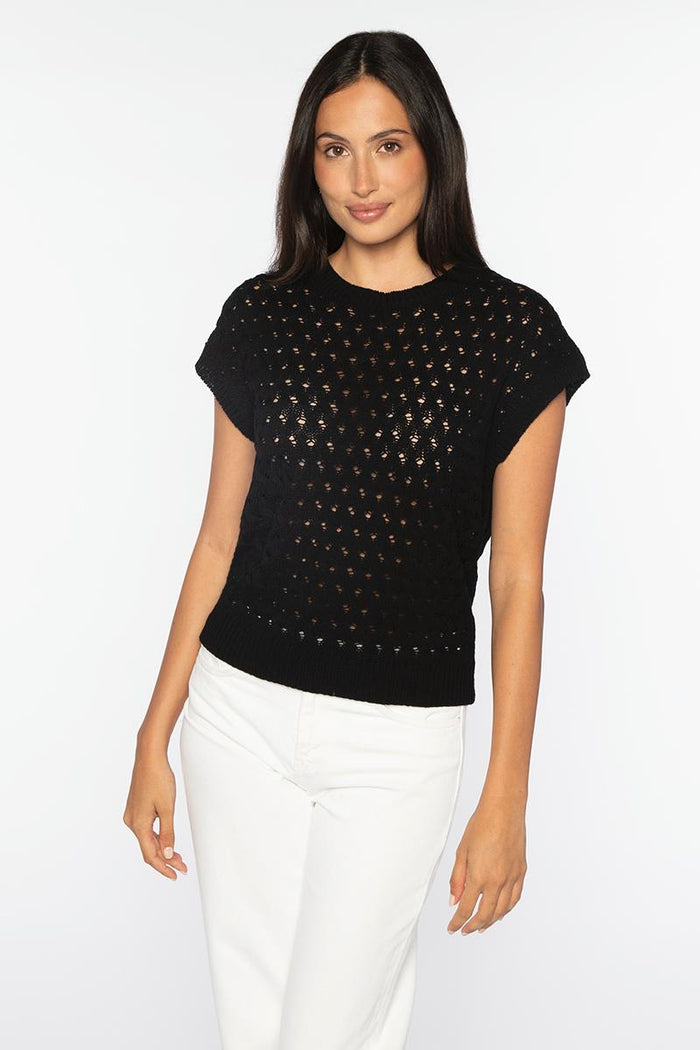 Kinross Braided Cable Sleeveless Crew Sweater available at Barbara Katz