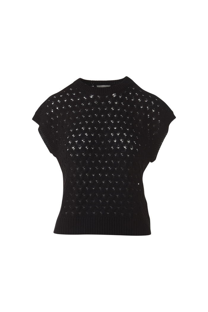 Kinross Braided Cable Sleeveless Crew Sweater available at Barbara Katz