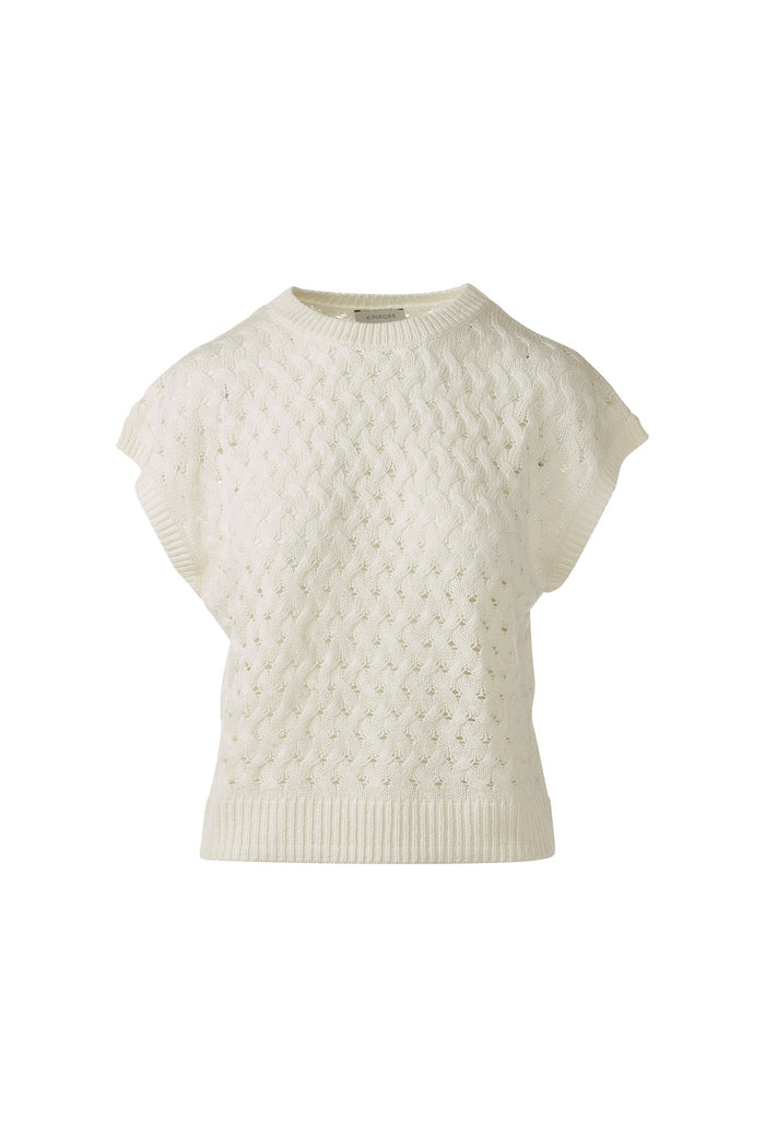 Kinross Braided Cable Sleeveless Crew Sweater available at Barbara Katz