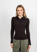 Citizens of Humanity Brea 60s Polo - Chocolate available at Barbara Katz