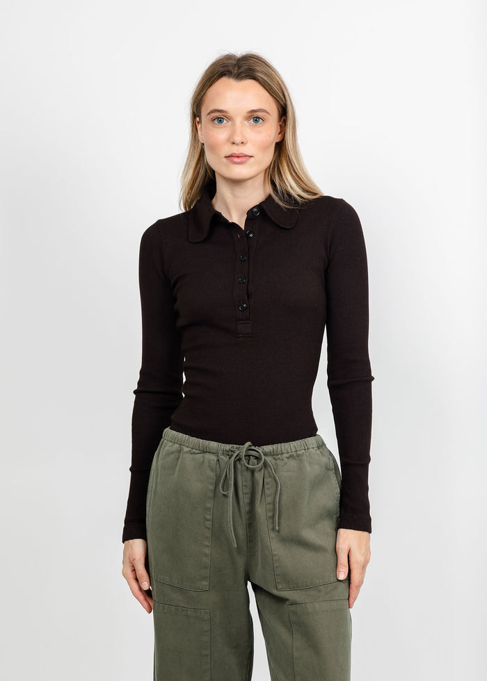 Citizens of Humanity Brea 60s Polo - Chocolate available at Barbara Katz
